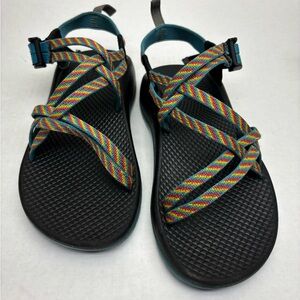 Chaco Multicolor Strappy Outdoor Sandals on Black Footbed, big girl SZ 4, box 13